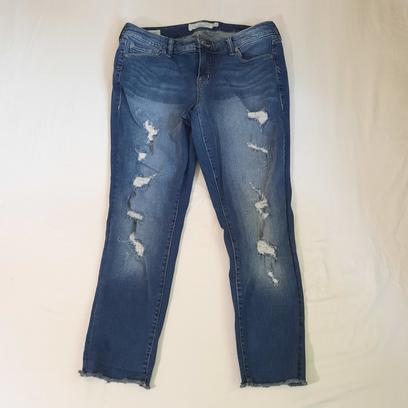 torrid Denim - Torrid Boyfriend Jeans distressed fringe hem blue 12